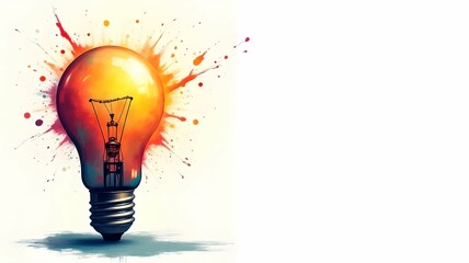 Lightbulb with vibrant splashes representing creativity and inspiration in art