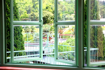 point of view looking from window nature background