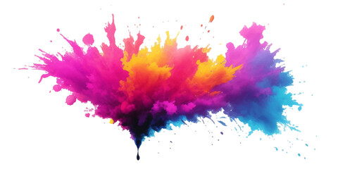 Multicolor powder explosion on White background. Colored cloud. Colorful dust explode. Paint Holi. colorful rainbow Holi paint color powder explosion with bright colors isolated white background.	