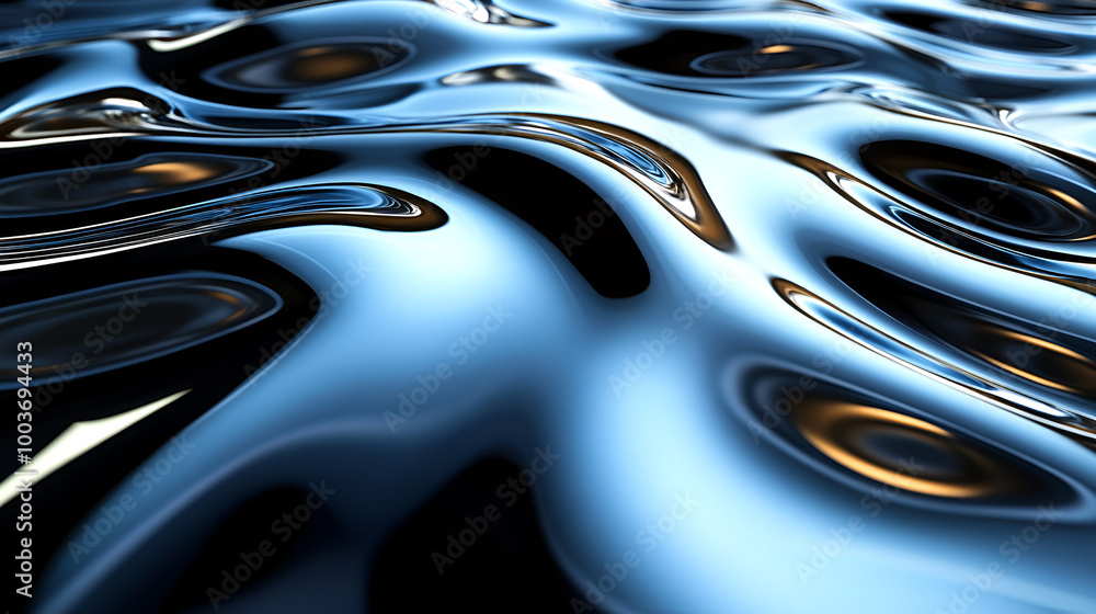 Aufkleber reflective water surface displaying intricate wave patterns in twilight light showcasing nature's be