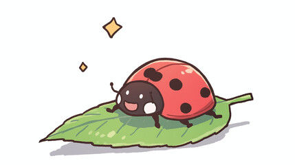 Cute Ladybug on a Leaf Illustration