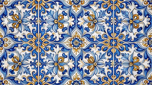 White and blue Mayolica pattern in Dolce and Gabbana style