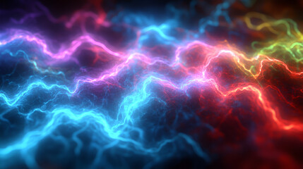 Obraz premium Colorful electric currents create a vibrant display of energy in a visually striking abstract background design