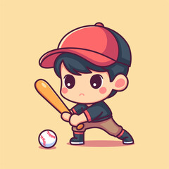 Baseball player flat design illustration