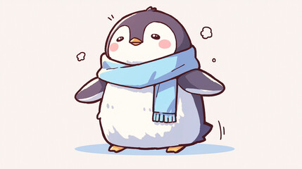 Cute Penguin Cartoon Illustration - Winter Animal Art