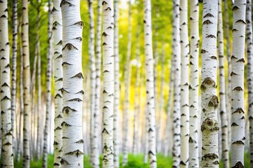 white birch tree forest with blurred background