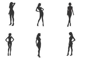 Fototapeta premium Silhouettes of Fashionable Women in Elegant Poses