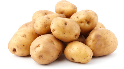 A stack of  potatoes isolated on a white background