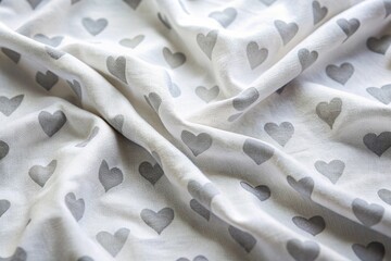 White cloth with grey hearts pattern background