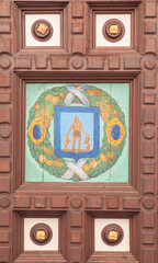Plaza de Espana wooden coffered ceiling, Seville, Spain