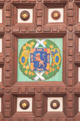 Plaza de Espana wooden coffered ceiling, Seville, Spain