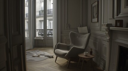 Cozy Interior Scene with Modern Armchair and Natural Light