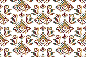 Abstract Ikat seamless pattern, perfect for ethnic-themed backgrounds, curtains, carpets, wallpapers, clothing, and decorations. Ideal for wrapping paper, batik,greeting cards, printing,creative uses.