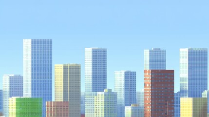 Obraz premium Colorful City Skyline with Modern Architecture