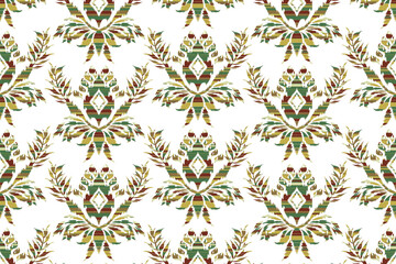 Abstract Ikat seamless pattern, perfect for ethnic-themed backgrounds, curtains, carpets, wallpapers, clothing, and decorations. Ideal for wrapping paper, batik,greeting cards, printing,creative uses.