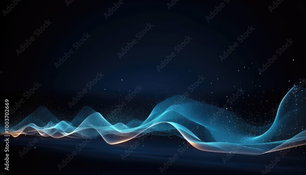 Aufkleber wave of particles and lines. big data visualization. abstract background with a dynamic wave. 3d ren