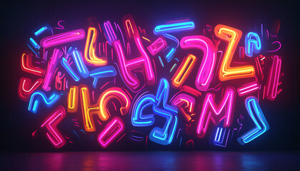 Fototapeta premium 3d render of a glowing neon sign with stars
