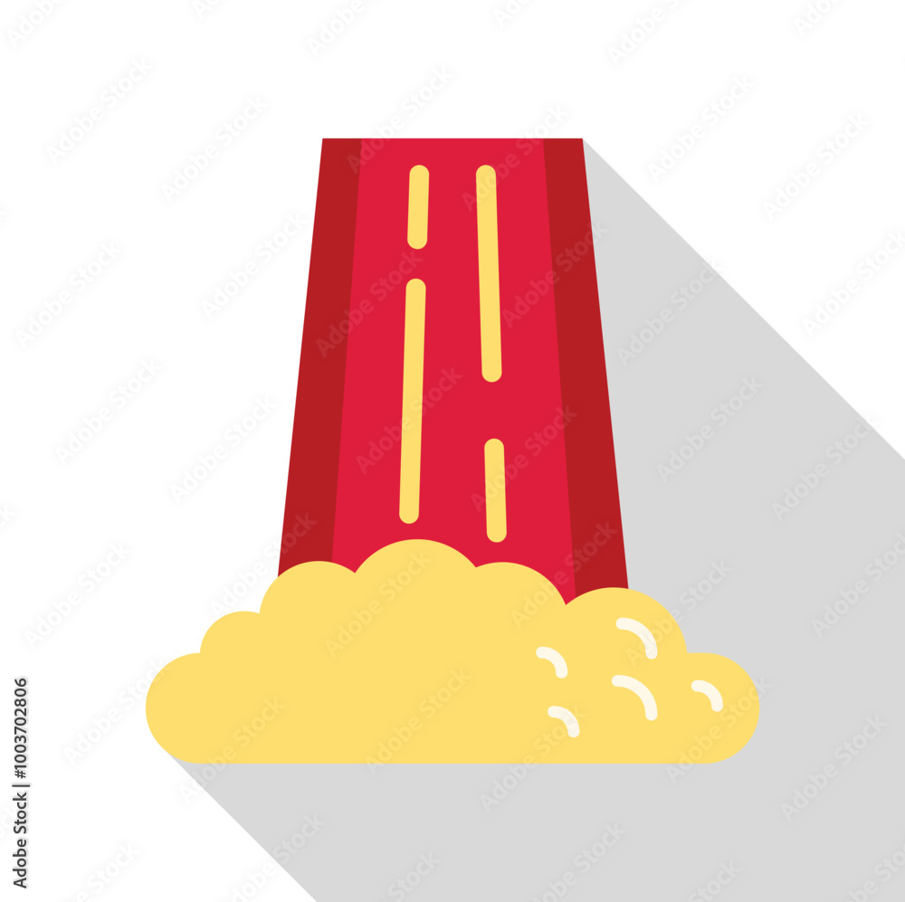 Poster red waterfall falling from cliff with long shadow for any web design