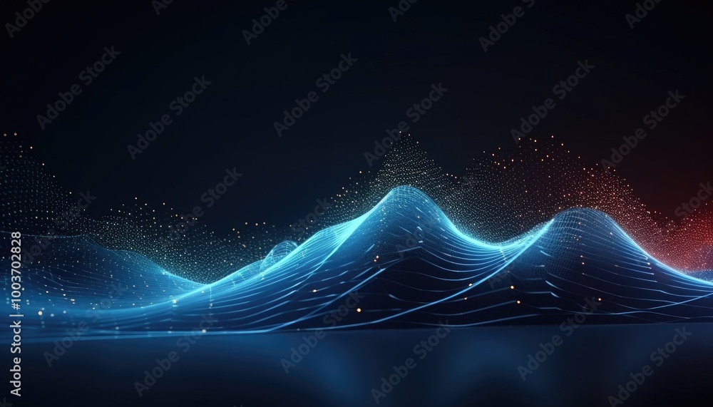 Aufkleber wave of particles and lines. big data visualization. abstract background with a dynamic wave. 3d ren