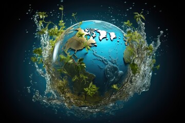 water splash with earth.
