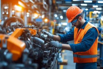 Industrial Worker Inspecting Machinery