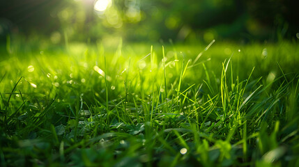 Obraz premium green grass in the morning