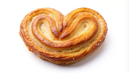 delicacy, confectionery, bakery, snack, delicious, isolated, appetizing, food, Palmier isolated on white background a close up bird s eye view of a traditional French pastry