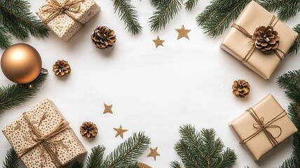 Christmas gift boxes on color background,Christmas and sale event concept. Green gift box with golden ribbon bow,xmas decorations,Christmas sale event concept,December banner,Vector illustration.