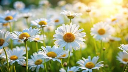 White daisies in a summer meadow with blurred background, creating a sense of depth © Sayfar