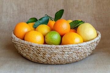 A Decorative Woven Basket Filled with an Assortment of Colorful Organic Fruits Perfect for Autumn Decor