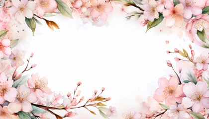 Obraz premium 桜の水彩画イラストフレーム