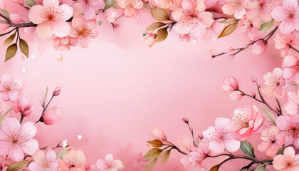 Fototapeta premium 桜の水彩画イラストフレーム