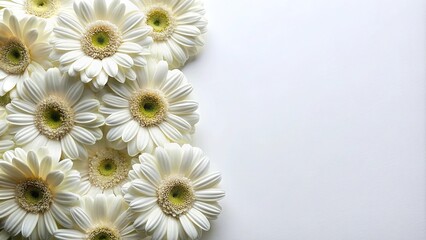 White Gerbera Flowers White Background