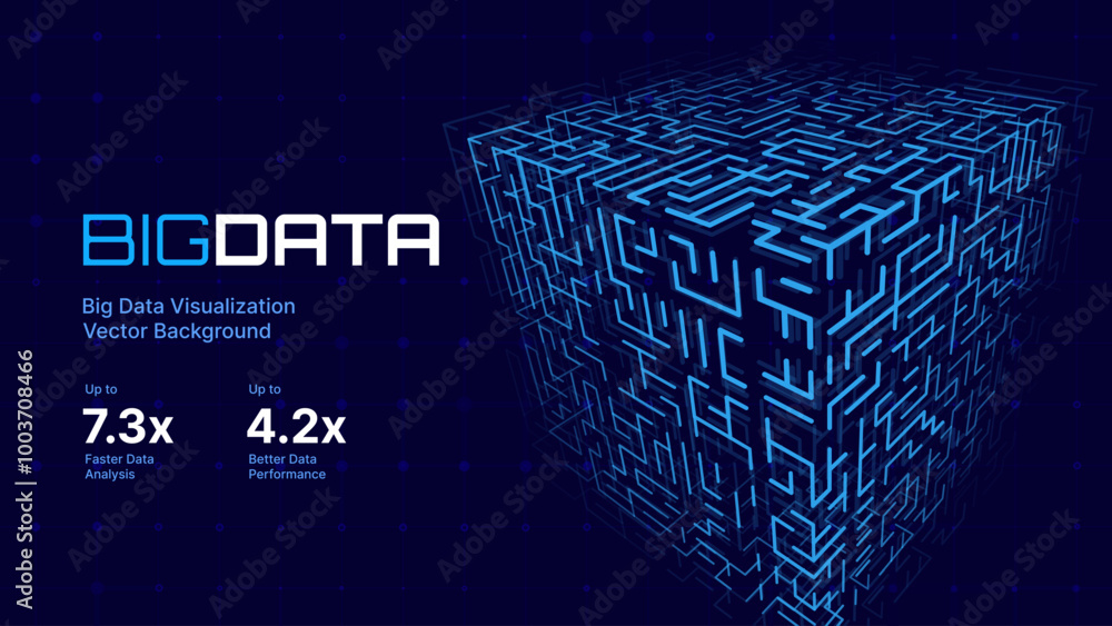 Aufkleber Big Data Storage Technology. Abstract Data Cube Background. Modern Technology Banner. Information Server. Data Science Computer Science Algorithms Vector Illustration.