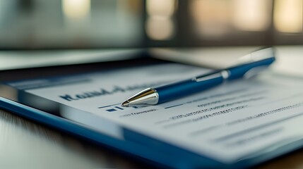 Professional Business Contract Ready for Signing with Elegant Pen on Office Desk.