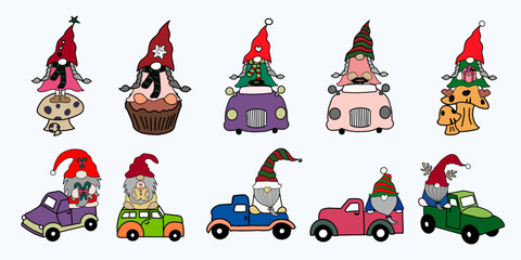 Watercolor Cute Christmas Gnome Hand Drawn Whimsical Holiday Illustration