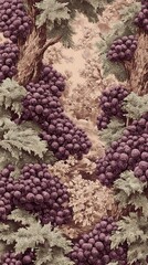  A single image of a tree laden with grapes, grapes make up the entirety of the scene