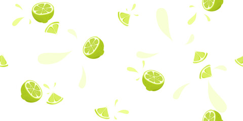 A seamless freshness lime summer pattern isolated on white background.