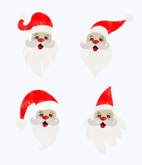 Watercolor Cute Christmas Santa Claus Hand Drawn Festive Illustration of Jolly Santa