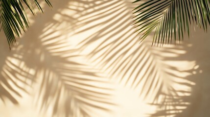 Obraz premium Sand and shadow on the beach from palm leaves. Beige static texture