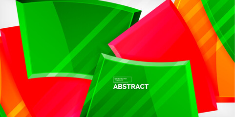 Round 3d shapes, plates background. Creative composition design template