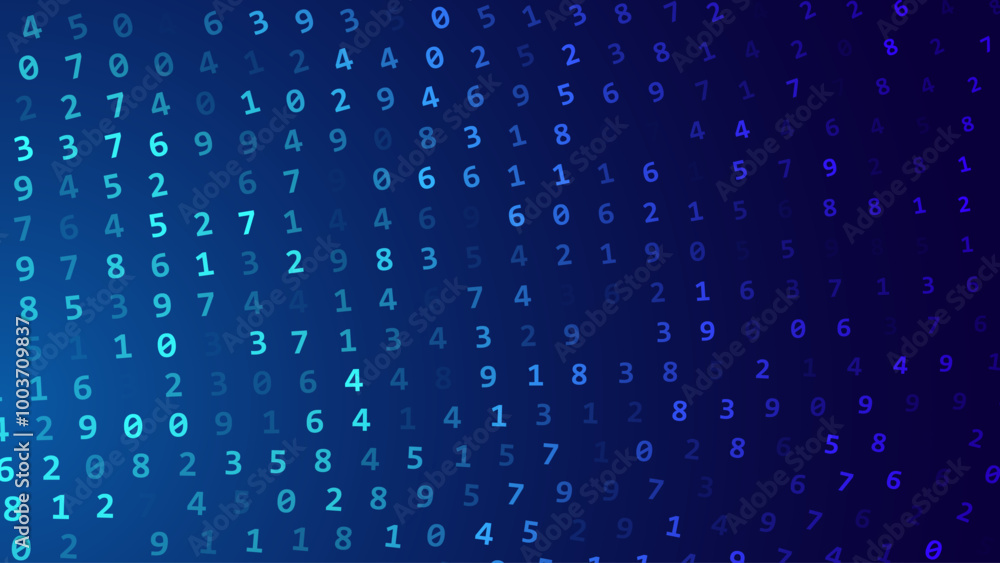 Aufkleber Abstract Numbers Circular Matrix Background. Binary Computer Machine Code On Arcs. Coding Programming Hacker Concept. Computer Science or Network Security Education Vector Background Illustration.