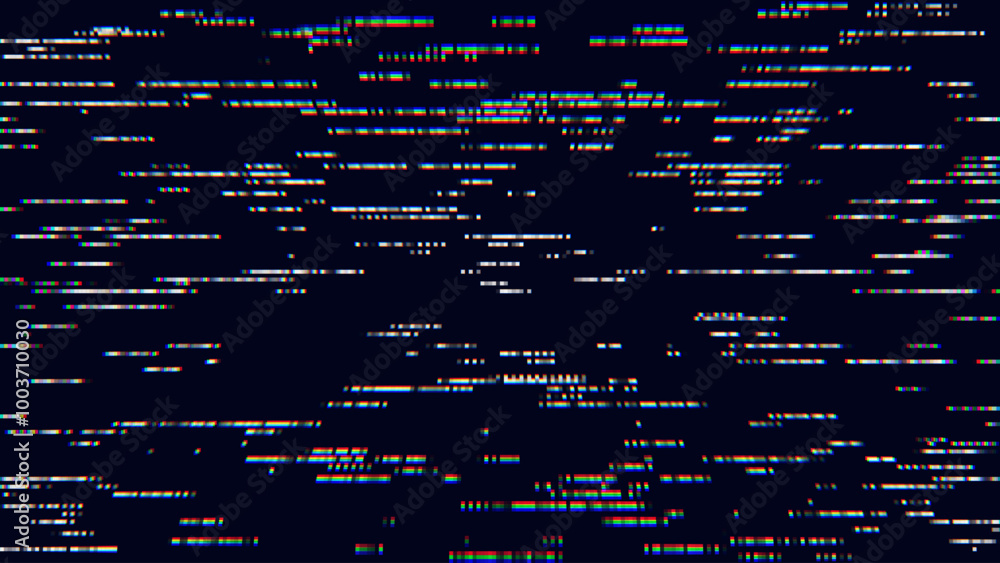 Poster Analog Static Noise Glitch Effect. Digital Pixel Noise. VHS Corrupted Signal. Damaged Error Television Image. Vector illustration.