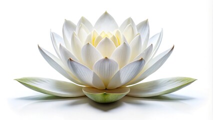 White lotus flower isolated on white background with symmetrical design