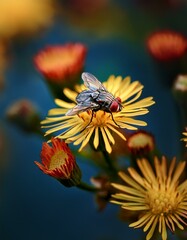 fly, macro, flowers, botanical, foral, insects, flora, nature