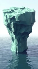 Obraz premium An iceberg floats in the ocean, surrounded by blue sky and scattered clouds