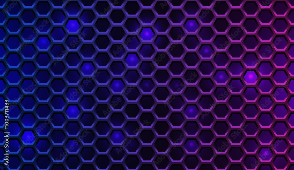 Poster CyberSport Bg. Abstract E Sport Futuristic Background. Hexagon Grid Pattern with Lighting Glowing Particles Square Elements. Technology or Science Research Presentation Backdrop. Vector Illustration.