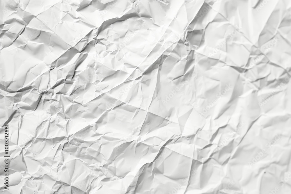 Poster close-up of crumpled paper with rough texture and corrugate pattern. folded, creased, and crinkled p