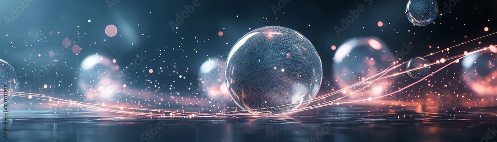 Aufkleber abstract sphere with glowing lines and bokeh lights