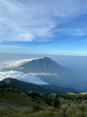 Merapi mountain view from Merbabu mountain via Suwanting in Central Java